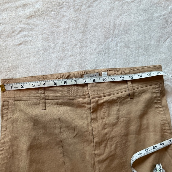 Vince Tan High Waist Linen Blend Cropped Straight Leg Trouser Pants 45698 - Picture 7 of 10